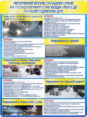 Стенд «Негативний вплив складних умов та психологічний стан водія і його дії по попередженню ДТП»