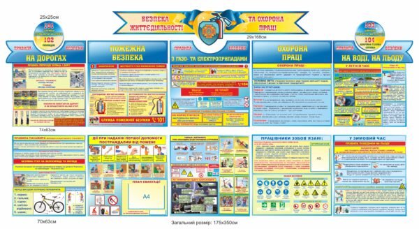 Великий комплект стендів з безпеки життєдіяльності та охорони праці