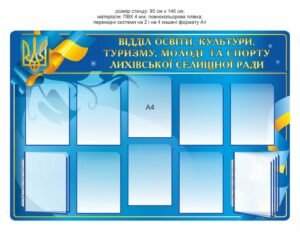 Стенд “Відділ освіти, культури, туризму, молоді та спорту селищної ради” з перекидною системою