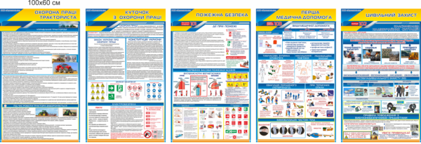 Комплект стендів “Охорона праці тракториста, охорона праці, пожежна безпека, перша мед допомога, цивільний захист”