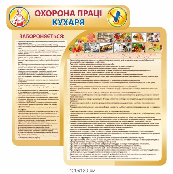 Стенд “Охорона праці кухаря”