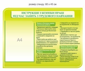 Стенд “Безпека під час занять з трудового навчання”