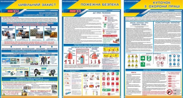 Комплект стендів “Цивільний захист. Пожежна безпека. Куточок з охорони праці”