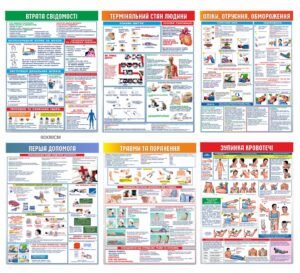 Стенд “Перша допомога. Зупинка кровотечі. Травми та поранення”
