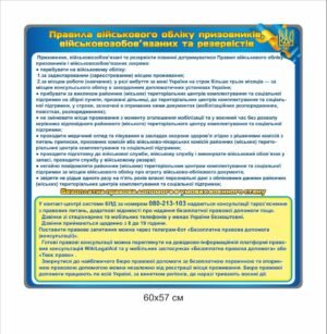 Стенд “Правила військового обліку для призовників, військовозобов’язаних та резервістів”