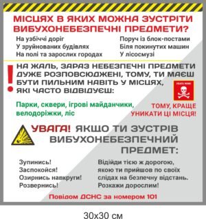 Стенд в бомбосховище “Вибухонебезпечні предмети”